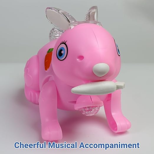 Rabbit for Kids with 3D Flashing Lights, Music, 360-degree Dance Moves, Educational Toy, Battery Operated, Ages 1+ - Multicolor| Jumping Rabbit