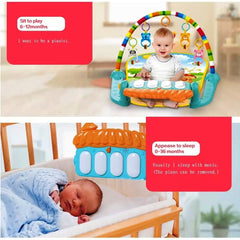 3-in-1 Baby Play Gym Mat & Piano Rack | Kick & Play Musical Activity Center with Rattles | for Newborns (0-18 Months).