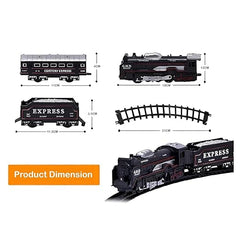 Smoke Train Battery Operated Electric Train Set, 13 Pieces with Lights and Sound, Express Locomotive with Track