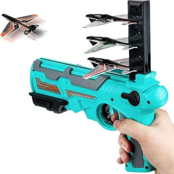 Airplane Launcher Gun Toy with Foam Gliders | Safe & Fun Outdoor Flying Toy for Kids | Shooting Game.