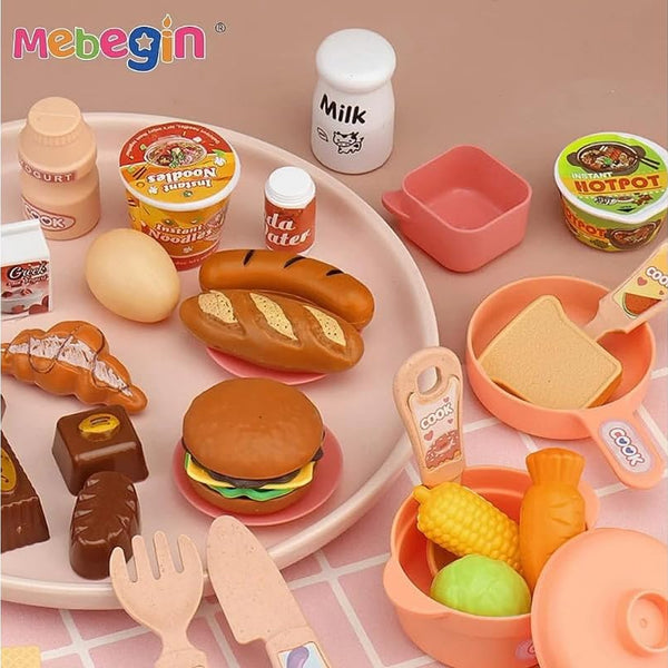 Kids Plastic Kitchen Pretend Play Set | Mini Cooking Toy Set with Utensils | Fun Birthday Gift.