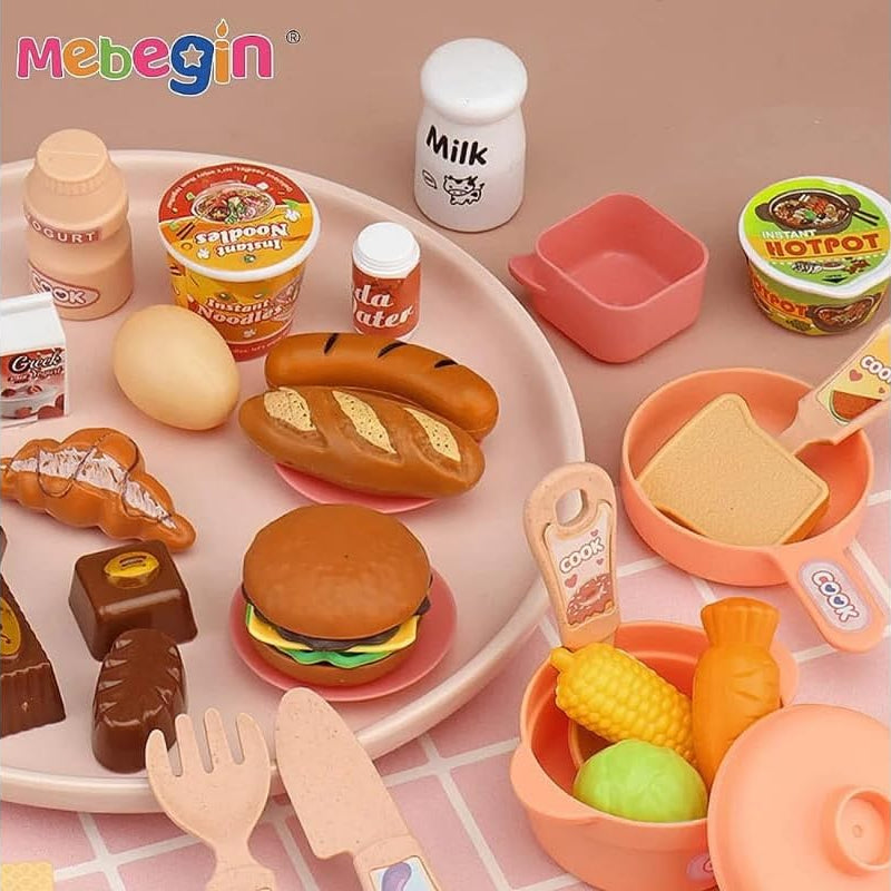 Kids Plastic Kitchen Pretend Play Set | Mini Cooking Toy Set with Utensils | Fun Birthday Gift.