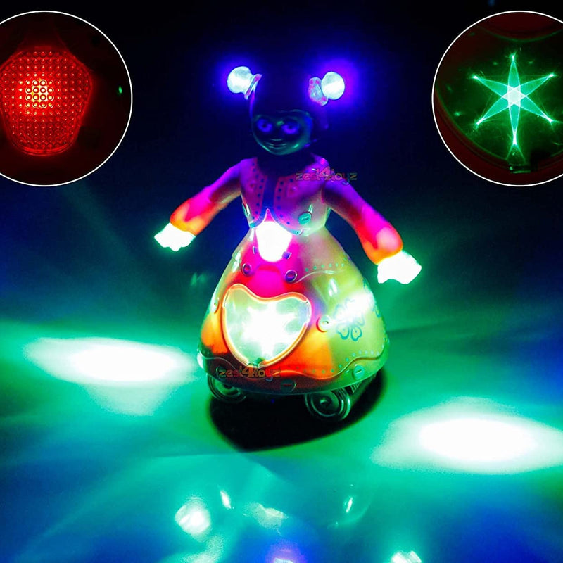 Musical Angel Princess Doll with 3D Lights | 360° Rotating Feature | Multicolor Light-Up Toy.