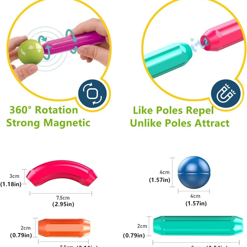 Magnetic Sticks & Balls Building Set | Educational Stacking & Construction Toy | STEM Magnet Blocks.
