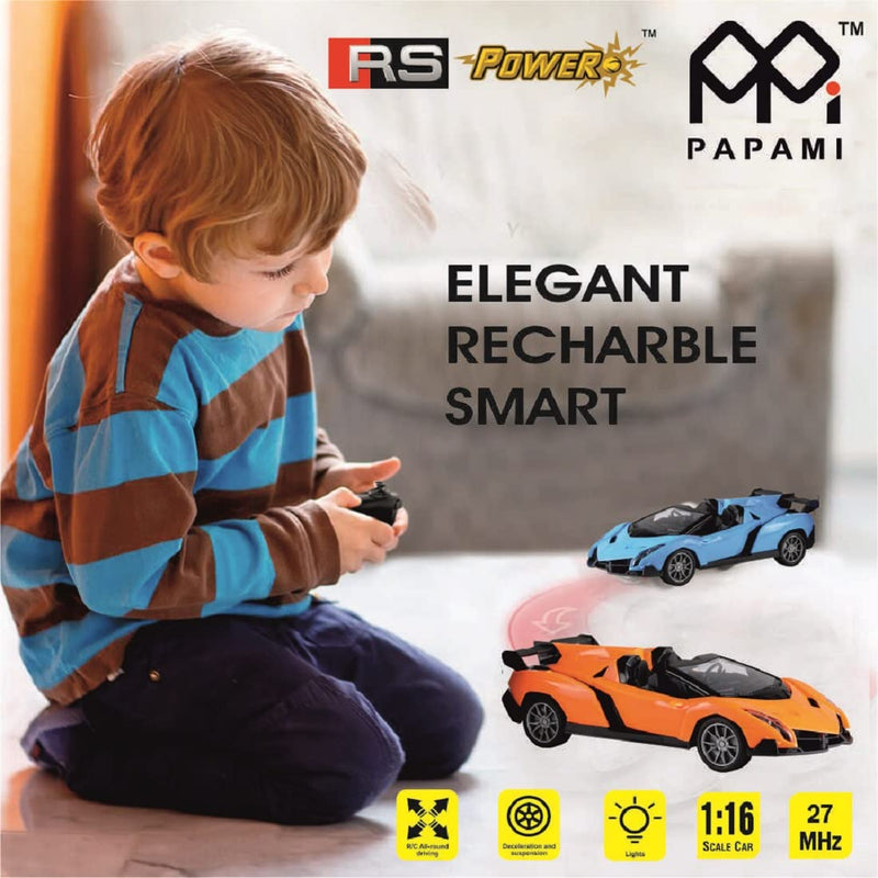 High-Speed RC Racing Car with Rechargeable Battery | Electric Remote Control Toy with LED Lights | Blue.