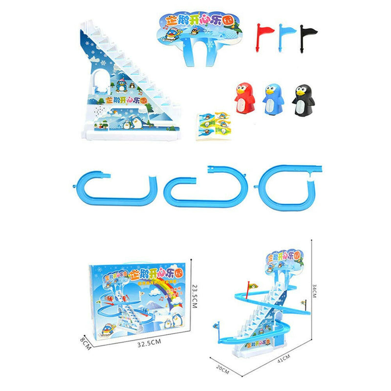 Cartoon Animal Climbing Stairs Toy | Musical Slide & Rail Car Track with Flashing Lights | Electronic Toy.