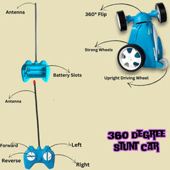 Rechargeable Mini RC Stunt Car | 360° Rotating 4WD Remote Control Car | USB Charging (Multi Color).
