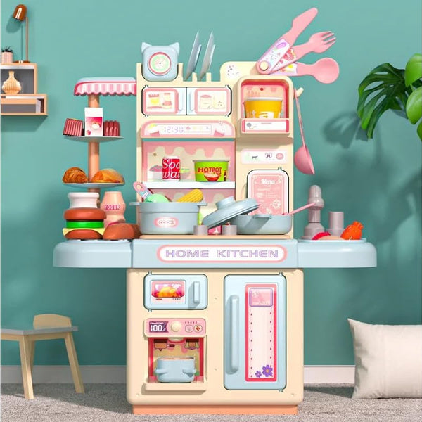 Kids Plastic Kitchen Pretend Play Set | Mini Cooking Toy Set with Utensils | Fun Birthday Gift.
