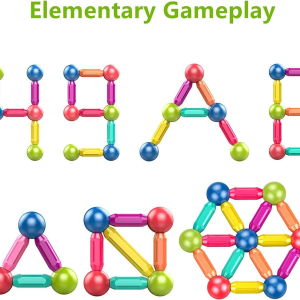Magnetic Sticks & Balls Building Set | Educational Stacking & Construction Toy | STEM Magnet Blocks.