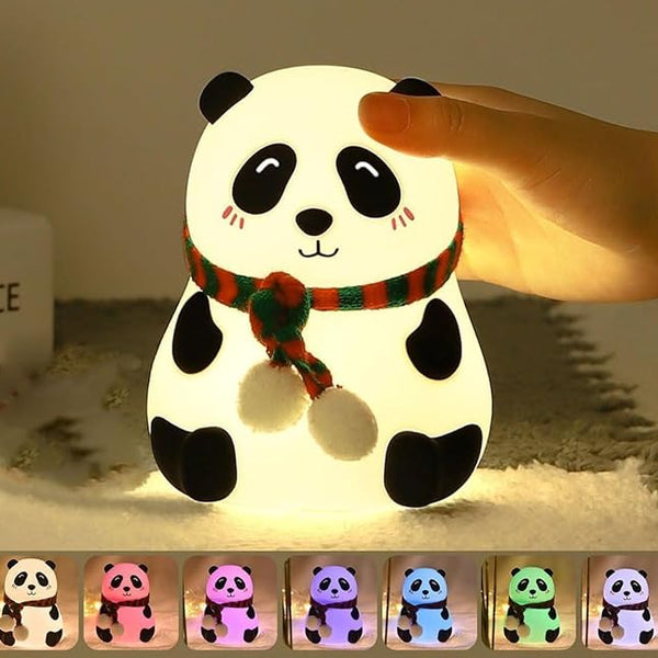 Panda Night Lamp Silicone Touch Color Changing LED Rechargeable Night Light for Kids, Gifts for Girls & Boys | Cute Unisex Bedroom Decor | Soft BPA-Free | Nightlight