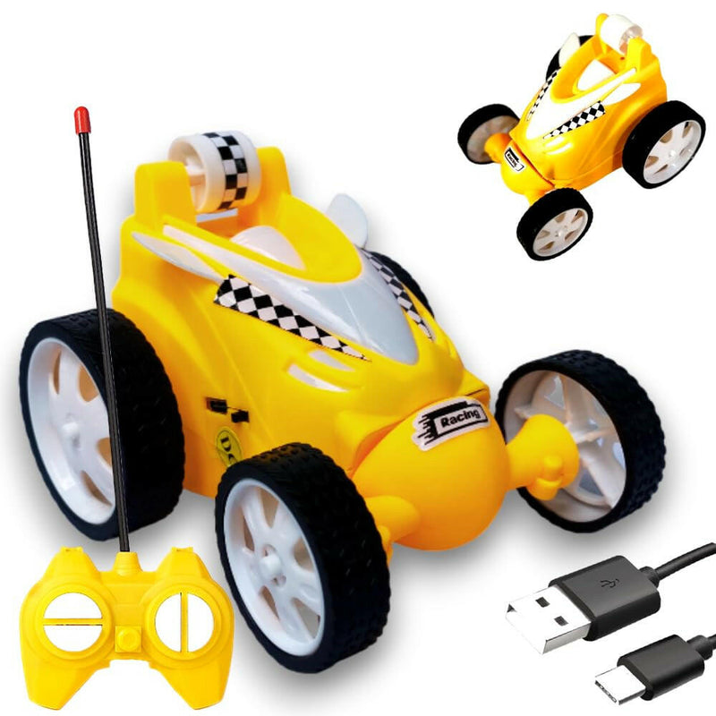 Rechargeable Mini RC Stunt Car | 360° Rotating 4WD Remote Control Car | USB Charging (Multi Color)