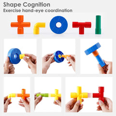85-Piece Pipe Puzzle Building Blocks Set with Wheels | Educational Construction Toy for Kids 3-8 Years.