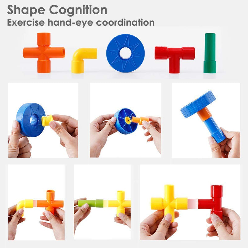 85-Piece Pipe Puzzle Building Blocks Set with Wheels | Educational Construction Toy for Kids 3-8 Years.