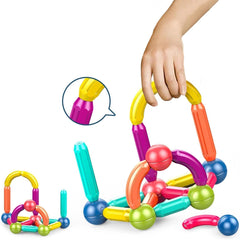 Magnetic Sticks & Balls Building Set | Educational Stacking & Construction Toy | STEM Magnet Blocks.
