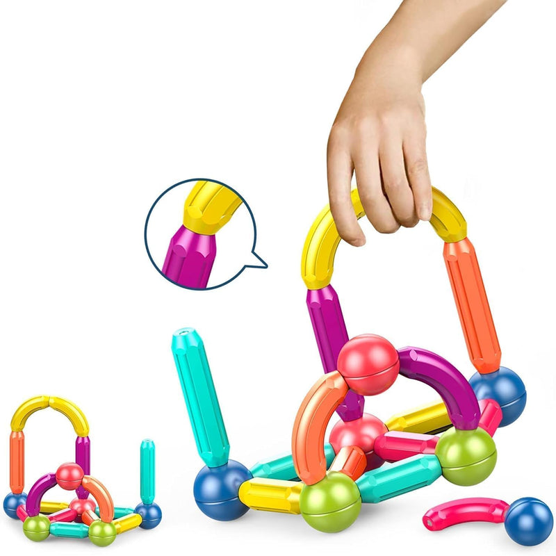 Magnetic Sticks & Balls Building Set | Educational Stacking & Construction Toy | STEM Magnet Blocks.