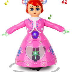 Musical Angel Princess Doll with 3D Lights | 360° Rotating Feature | Multicolor Light-Up Toy.