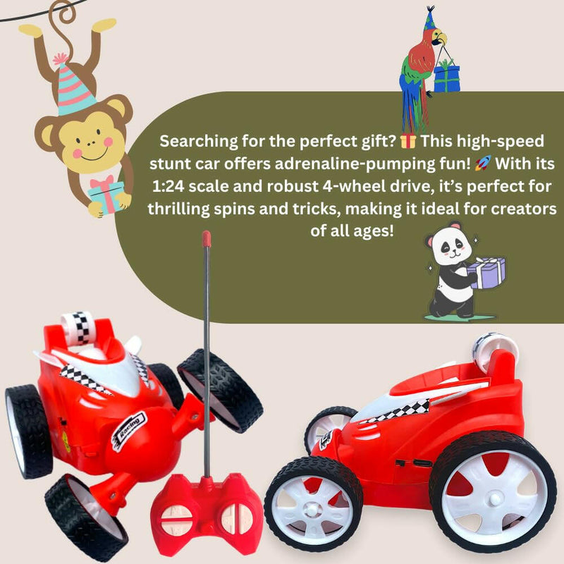 Rechargeable Mini RC Stunt Car | 360° Rotating 4WD Remote Control Car | USB Charging (Multi Color).