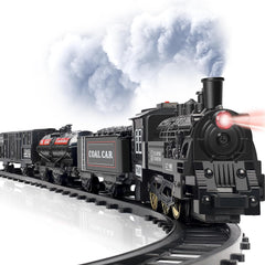 Smoke Train Battery Operated Electric Train Set, 13 Pieces with Lights and Sound, Express Locomotive with Track