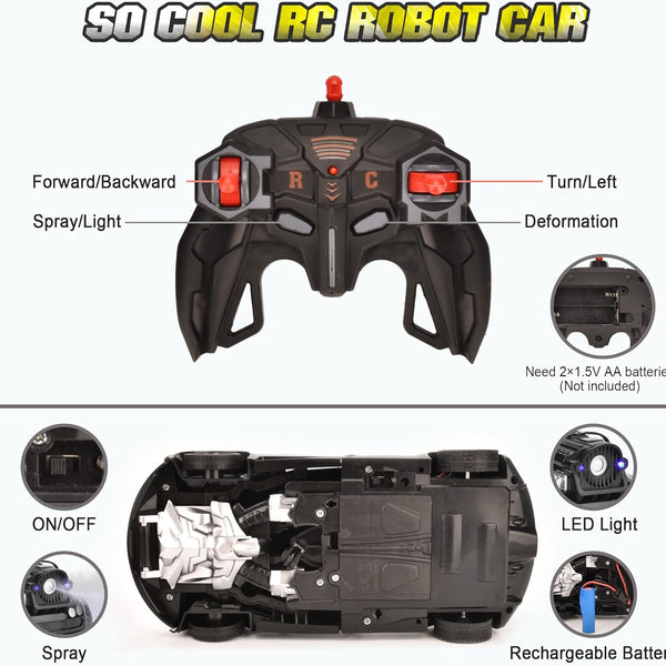 Transforming RC Robot Car with Gesture Sensing | 1:14 Scale Deformation Vehicle with 360° Drifting | Blue.