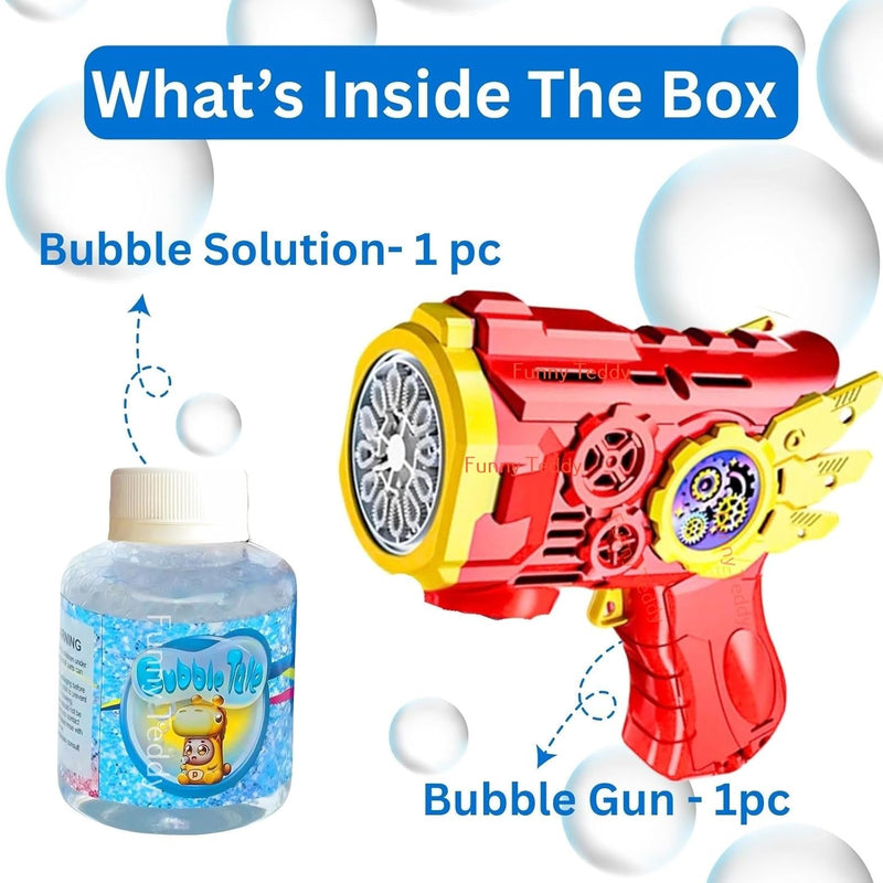 Automatic Bubble Gun Machine for Kids | Light-Up Bubble Blower with 100ml Solution | Outdoor Toy.