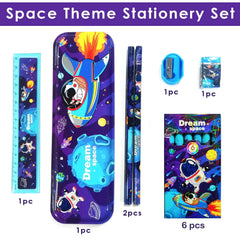 Space Explorer Kids Stationery Gift Set | 6-in-1 School Supplies Kit with Pencil Box | Fun Birthday Gift.