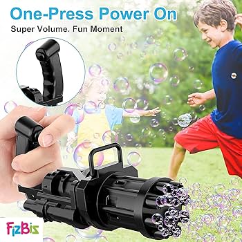 Gatling Battery Bubble Gun Toy 8-Hole Electric Bubbles Maker for Toddlers Toy with Bubble Solution