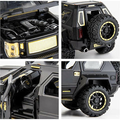 Off-Road Die-Cast Metal Car | Pull-Back Toy Vehicle with Sound & Lights | Opening Doors (Army Green).