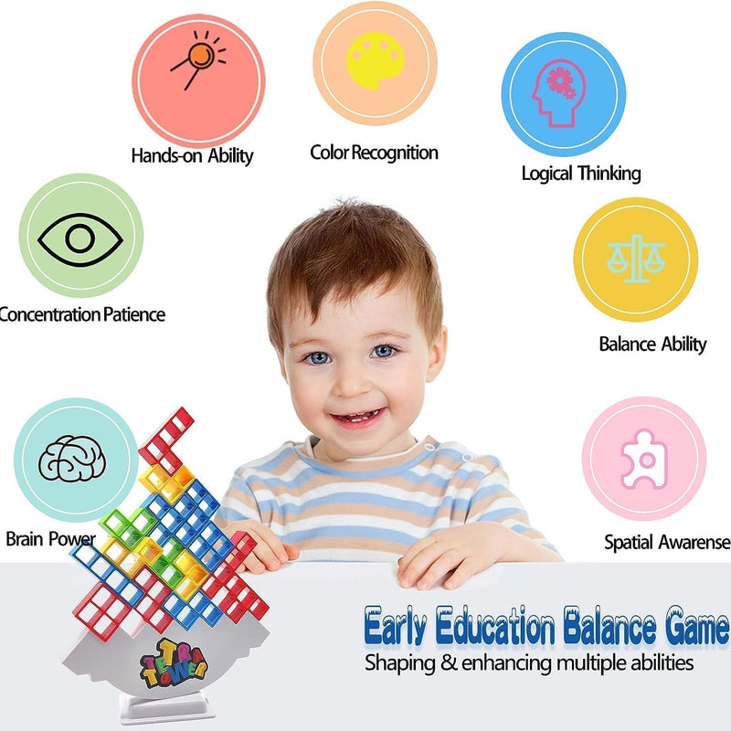 Tetra Tower Balance Stacking Game (48pcs) | Fun Family Board Game for Kids & Adults | Team Building Toy.