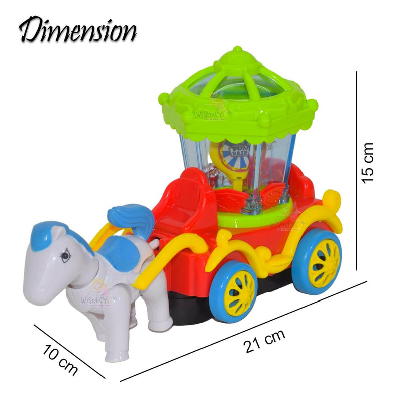Musical Horse Carriage Toy with Lights | Bump & Go 360° Rotating Cart | Battery Operated Toy for Kids.