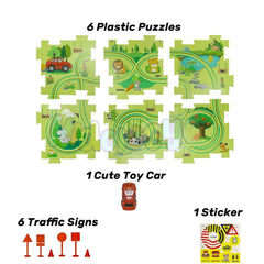 Montessori Car Rail Puzzle & Track Set | Multi Series Adventure Race Track | Educational Toddler Puzzle Toy.