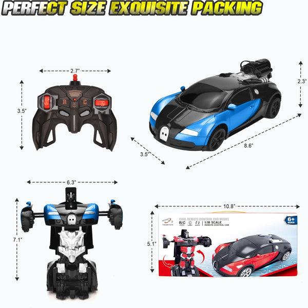 Transforming RC Robot Car with Gesture Sensing | 1:14 Scale Deformation Vehicle with 360° Drifting | Blue.