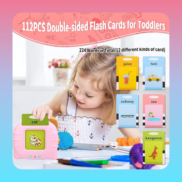 Talking Educational Flash Cards Toy for Toddlers | 112 Double-Sided Cards & 224 Sight Words | Interactive Learning.