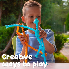 4-Pack LED Telescopic Suction Cup Giraffe Fidget Toy | Pop Tube Sensory Toy for Girls & Boys.