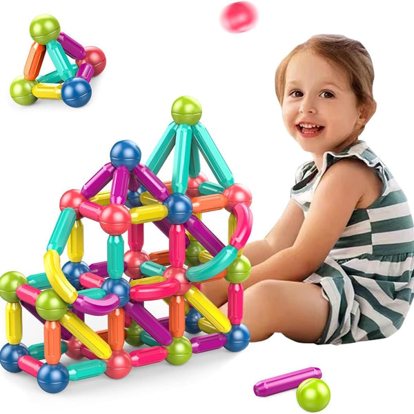 Magnetic Sticks & Balls Building Set | Educational Stacking & Construction Toy | STEM Magnet Blocks.
