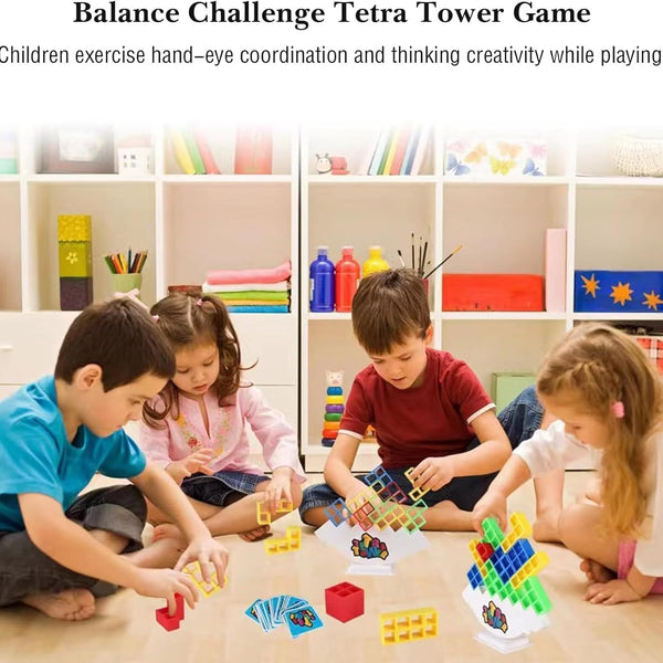 Tetra Tower Balance Stacking Game (48pcs) | Fun Family Board Game for Kids & Adults | Team Building Toy.