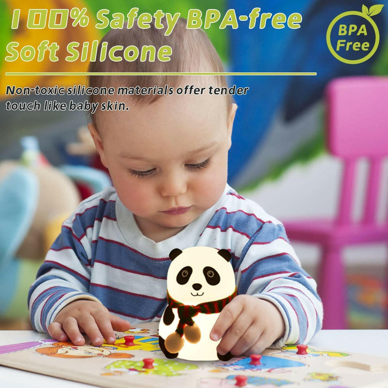 Silicone Panda Touch Night Lamp for Kids | 7-Color Changing USB Rechargeable Light | Gesture Control.
