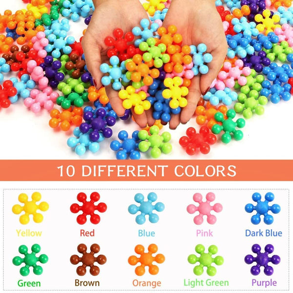 100-Piece Star Links Building Blocks | Interlocking Snowflake Discs | Educational Construction Toy.