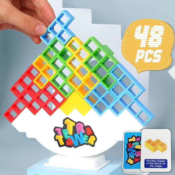 Tetra Tower Balance Stacking Game (48pcs) | Fun Family Board Game for Kids & Adults | Team Building Toy.