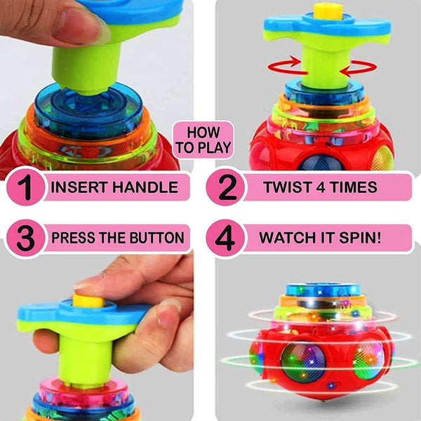 Musical Light-Up Spinning Top Toy | LED Flashing Laser & Music Gyro for Kids | Pack of 1.