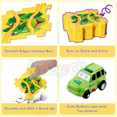 Montessori Car Rail Puzzle & Track Set | Multi Series Adventure Race Track | Educational Toddler Puzzle Toy