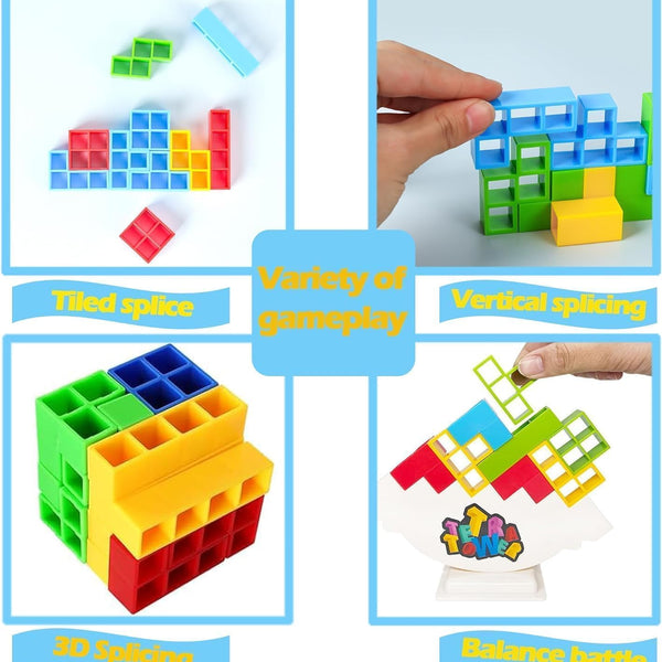 Tetra Tower Balance Stacking Game (48pcs) | Fun Family Board Game for Kids & Adults | Team Building Toy.