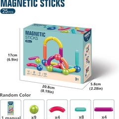 Magnetic Sticks & Balls Building Set | Educational Stacking & Construction Toy | STEM Magnet Blocks.