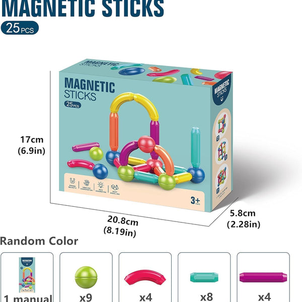 Magnetic Sticks & Balls Building Set | Educational Stacking & Construction Toy | STEM Magnet Blocks.