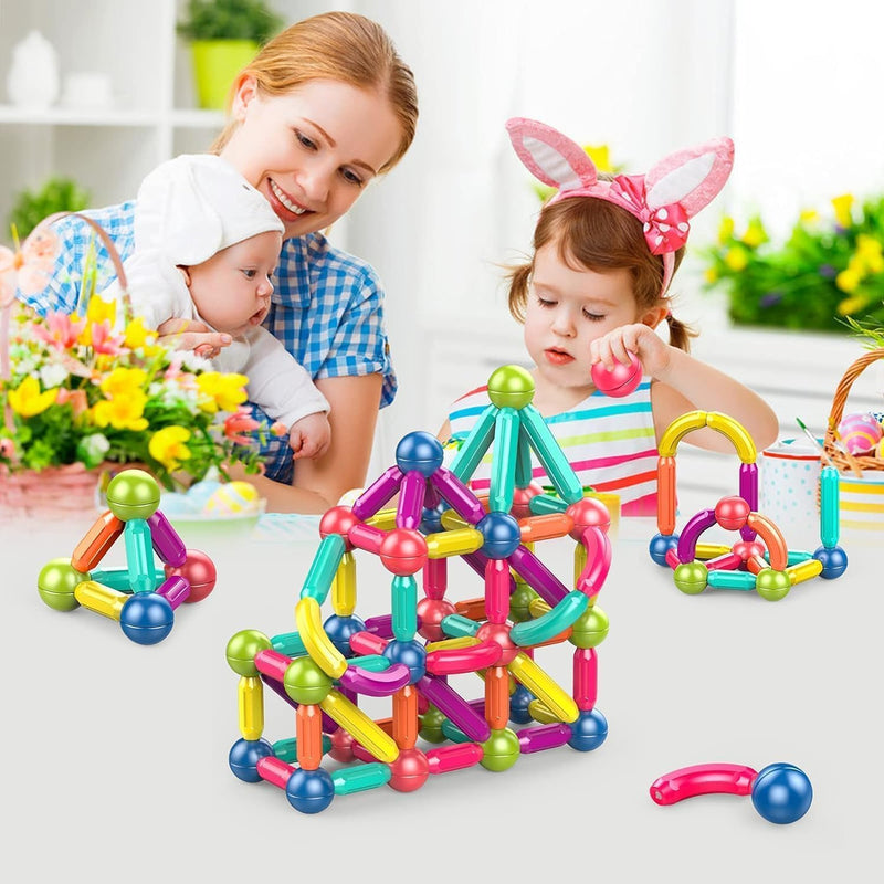Magnetic Sticks & Balls Building Set | Educational Stacking & Construction Toy | STEM Magnet Blocks.