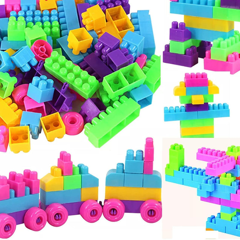 200+ Piece DIY Building Blocks Set with 24 Wheels | Educational Puzzle & Construction Toy for Kids.