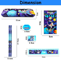 Space Explorer Kids Stationery Gift Set | 6-in-1 School Supplies Kit with Pencil Box | Fun Birthday Gift.