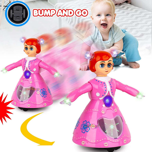 Musical Angel Princess Doll with 3D Lights | 360° Rotating Feature | Multicolor Light-Up Toy.
