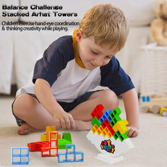 Tetra Tower Balance Stacking Game (48pcs) | Fun Family Board Game for Kids & Adults | Team Building Toy.