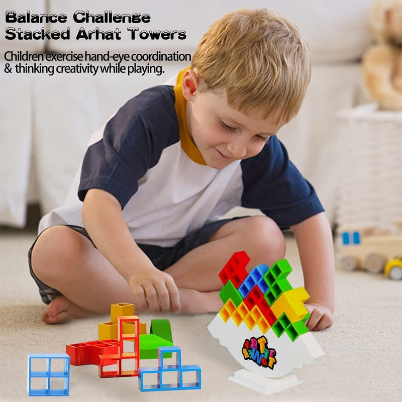 Tetra Tower Balance Stacking Game (48pcs) | Fun Family Board Game for Kids & Adults | Team Building Toy.