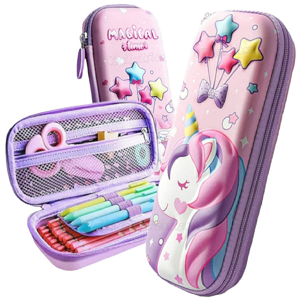 3D EVA Pencil Case for Girls | Large Capacity Stationery Box & Organizer | Multi Theme & Color.